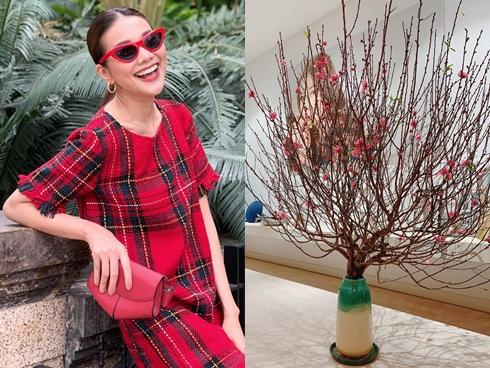 Siêu mẫu Thanh Hằng khoe phòng khách trang hoàng sang chảnh đón Tết