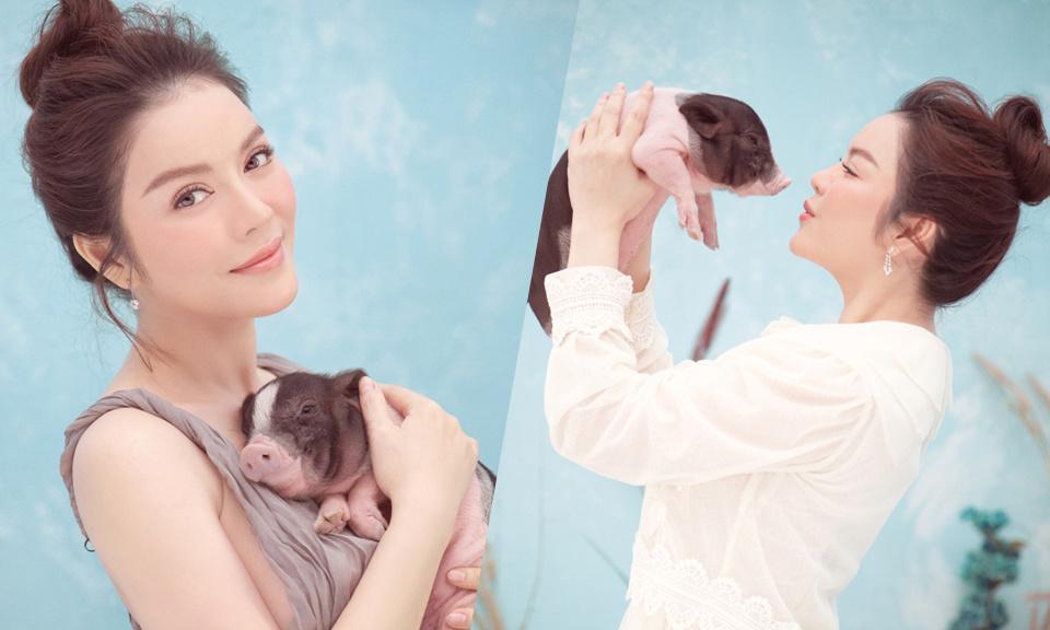 Trào lưu chụp hình cùng lợn: Chi Pu, Ngân 98 phản cảm bao nhiêu thì Lý Nhã Kỳ, Hoàng Yến Chibi lại mộng mơ bấy nhiêu-6