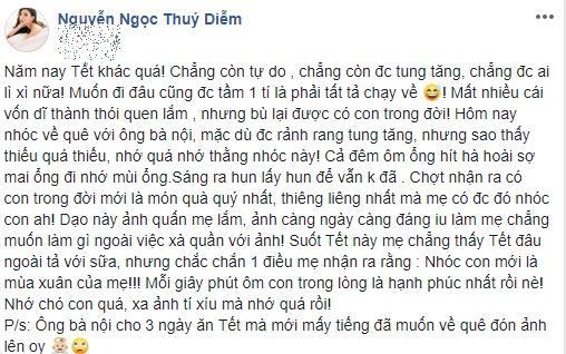 Thúy Diễm chia sẻ về Tết sau khi làm mẹ: ‘Chẳng thấy Tết đâu ngoài tã với sữa’-1
