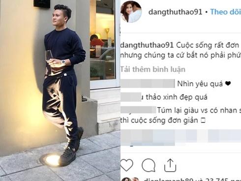 Đăng ảnh sống ảo cực bảnh bao, Quang Hải bị soi dùng lại caption của Hoa hậu Đặng Thu Thảo