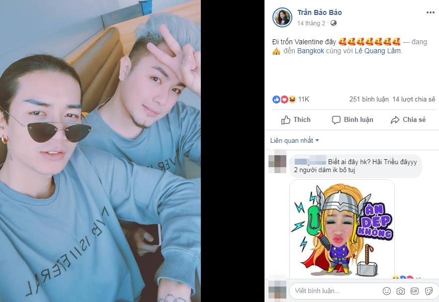 Đăng ảnh đi trốn cùng người tình đồng giới Quang Lâm, BB Trần bị tra tấn bởi câu hỏi: Ai làm vợ?-1