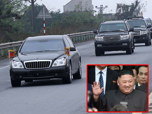 Đoàn xe của ông Kim Jong-un tới Hà Nội