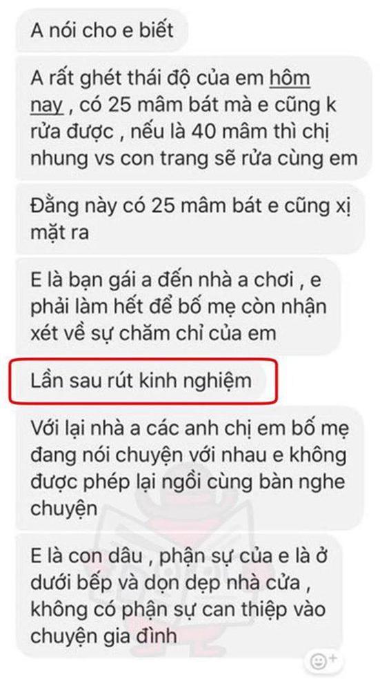 Thanh niên nhắn tin mắng bạn gái: Phận sự của em là ở dưới bếp và dọn dẹp nhà cửa-1