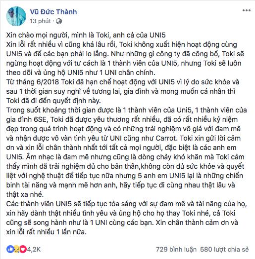 Người tình tin đồn đẹp như sao Hàn của Hạ Vi xác nhận chia tay UNI5 dù đang là trưởng nhóm-3