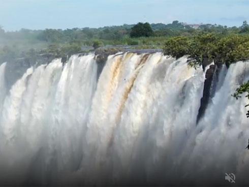 'Bạo gan' bơi trên đỉnh thác Victoria hùng vĩ bậc nhất thế giới