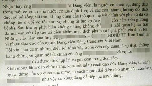 Chủ tịch HĐND TP Kon Tum quan hệ bất chính với vợ người khác do nhầm lẫn (?)-2