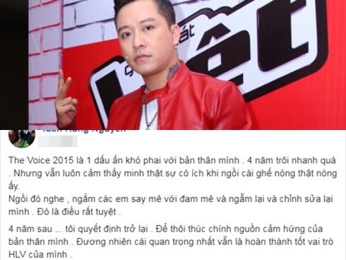 Tuấn Hưng xác nhận trở lại 'The Voice' dù từng tuyên bố sẽ rút lui vĩnh viễn