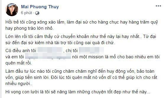 Mai Phương Thúy chi 700 triệu làm từ thiện: Định âm thầm nhưng... khoe ầm lên vẫn sướng-1
