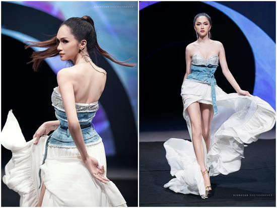 Hương Giang catwalk đầy mê hoặc và tung váy thần sầu khi làm vedette show thời trang