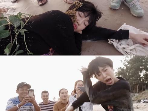 Diệu Nhi say xỉn đến mức ngủ quên ngoài bãi biển bị người dân chụp hình chế giễu