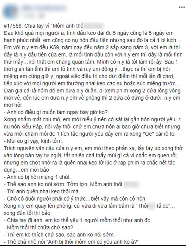 Mới yêu được 5 ngày, chàng trai số nhọ bị đá chỉ vì hôi miệng lại thích hôn-1
