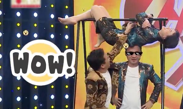 Hari Won vừa đu xà vừa hát khiến Trường Giang mắt tròn mắt dẹt vì hoảng, còn khán giả cười muốn vỡ trường quay-6