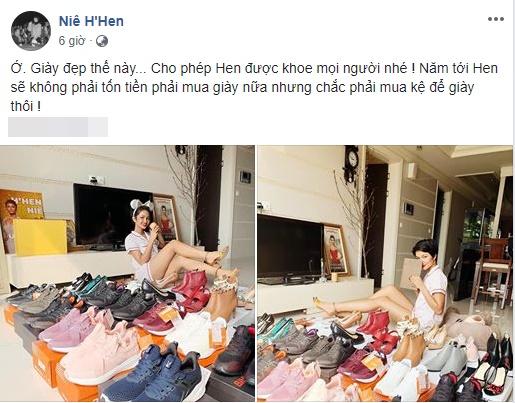 Hoa hậu nghèo HHen Niê khoe tủ giầy hoành tráng toàn hàng bình dân nhưng ai cũng xuýt xoa khen ngợi-1
