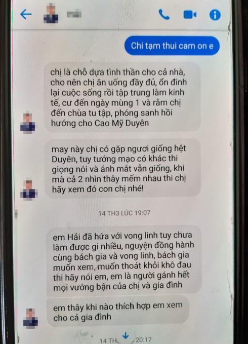 Mẹ nữ sinh Cao Mỹ Duyên nhận nhiều tin nhắn gạ gẫm cúng vong-1