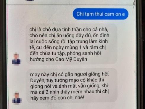 Mẹ nữ sinh Cao Mỹ Duyên nhận nhiều tin nhắn gạ gẫm cúng vong