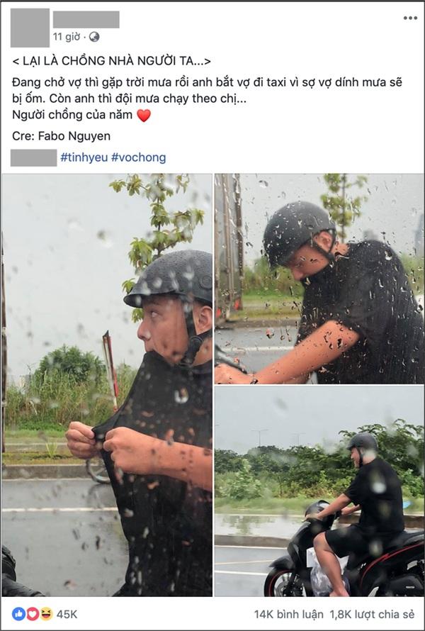Choáng với độ chiều vợ của người chồng trong bức ảnh đội mưa chạy xe máy đuổi theo taxi-1