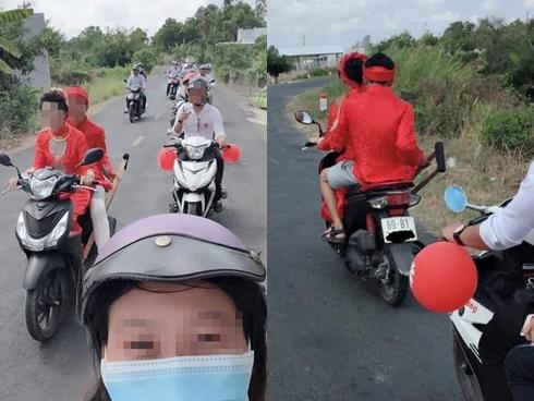 'Bố đánh không đau bằng ngồi sau con gái': Chú rể phá lệ trong ngày cưới chỉ vì đôi chân bó bột