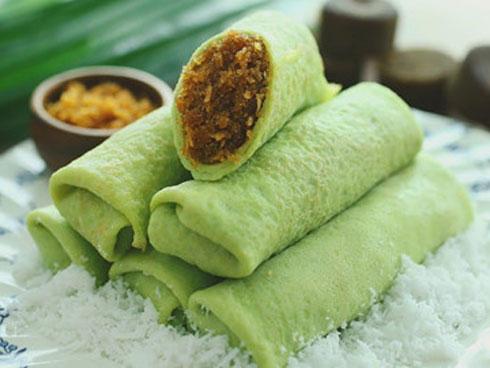 Công thức làm món bánh lá dứa cuộn dừa kiểu Indonesia