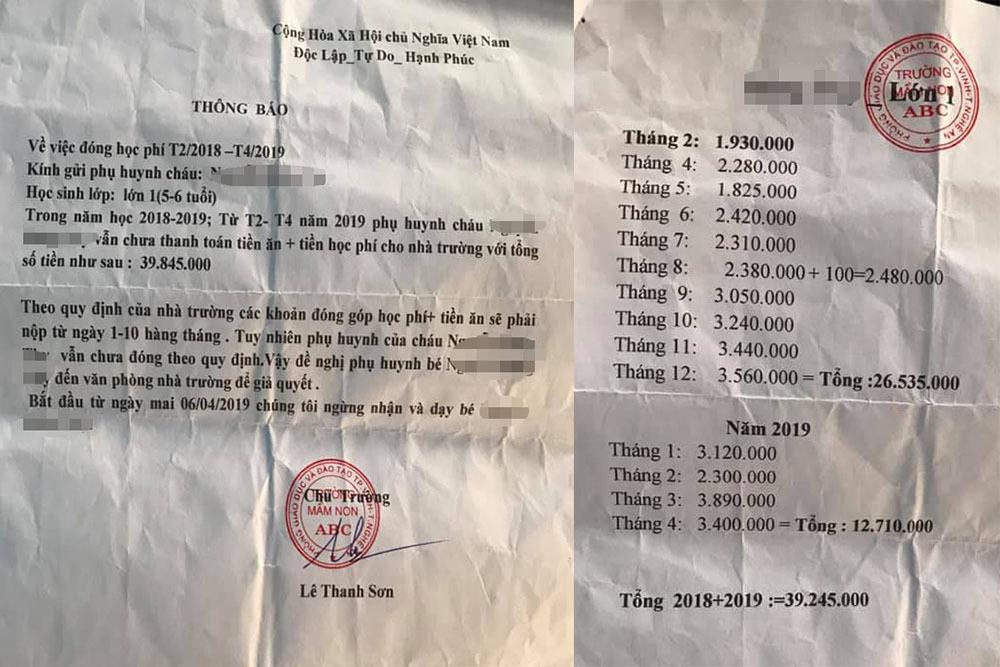 Trường mầm non bị phản ánh đuổi trẻ do thiếu tiền học-2