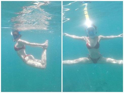 'Nghiện' yoga như Phương Trinh Jolie: Bất kể dưới nước hay trên sóng truyền hình đều tạo dáng bá đạo