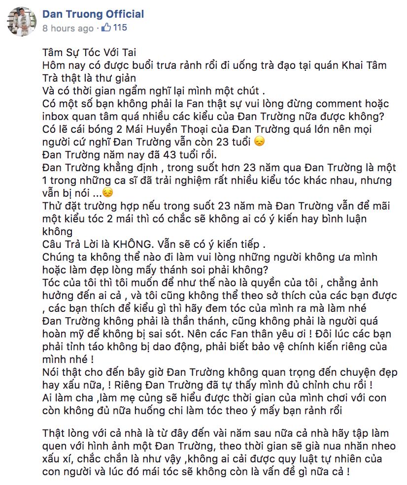 Đan Trường đáp trả khi bị góp ý tóc như củ hành cuốn lô: Tóc của tôi nên muốn để thế nào là quyền của tôi-4