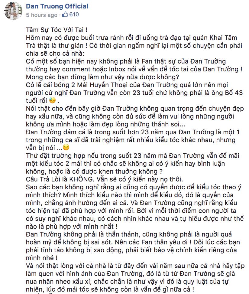 Đan Trường đáp trả khi bị góp ý tóc như củ hành cuốn lô: Tóc của tôi nên muốn để thế nào là quyền của tôi-5