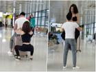 Ngỡ ngàng với cặp đôi hồn nhiên squat, tập gym ngay tại sân bay Nội Bài