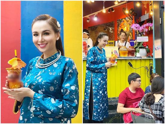 Hoa hậu Diễm Hương 'làm lố' khi mặc áo dài và trang điểm lồng lộn để phục vụ sinh tố