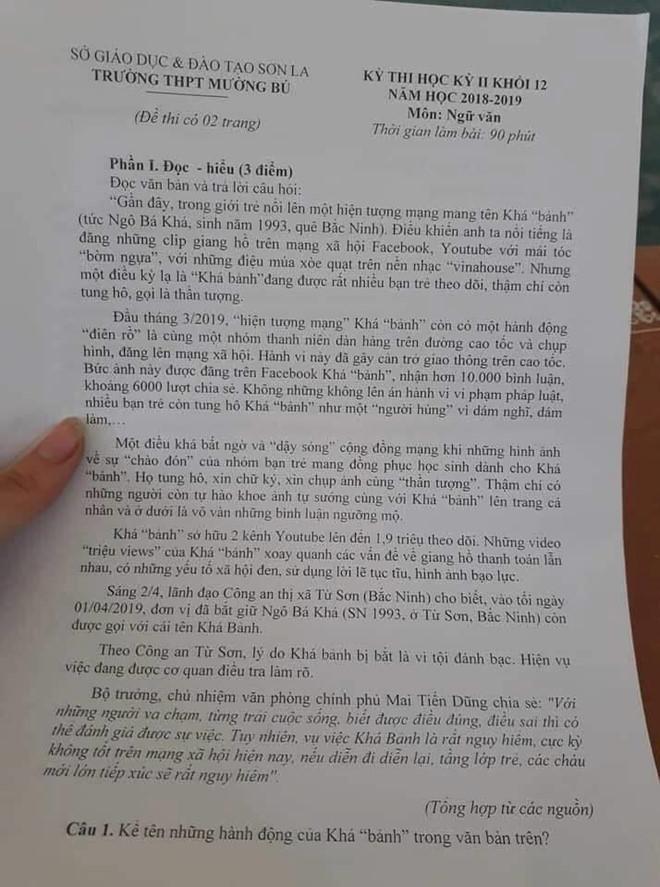 Khá ‘Bảnh’ lại vào đề thi Ngữ văn, nhiều giáo viên lắc đầu ngao ngán-1