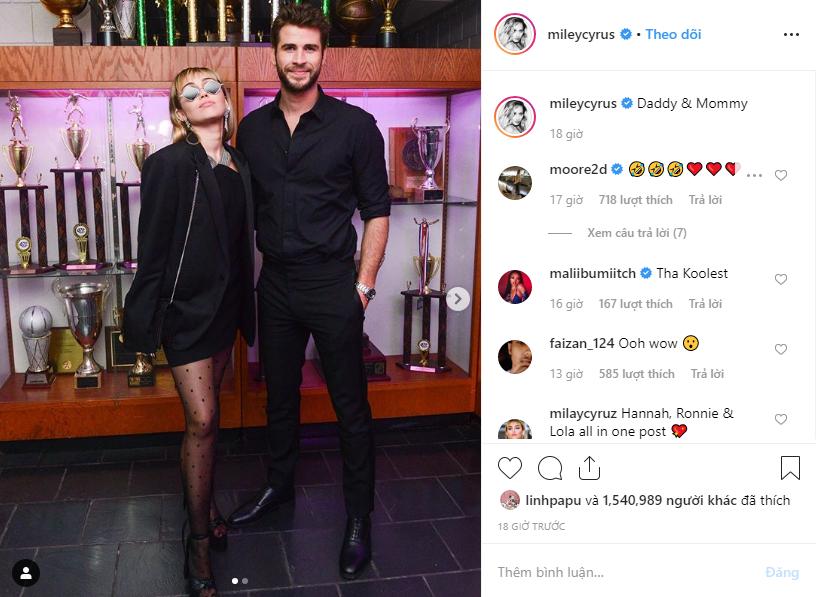 Sau màn thè lưỡi liếm mặt chồng tại Met Gala 2019, Miley ngấm ngầm xác nhận mang thai con đầu lòng với Liam Hemsworth-1