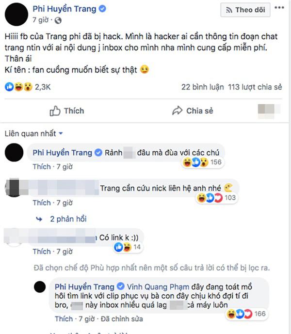 Thánh nữ Mì Gõ Phi Huyền Trang đăng status lạ: Ai cần đoạn chat thì inbox, mình cung cấp miễn phí?-1