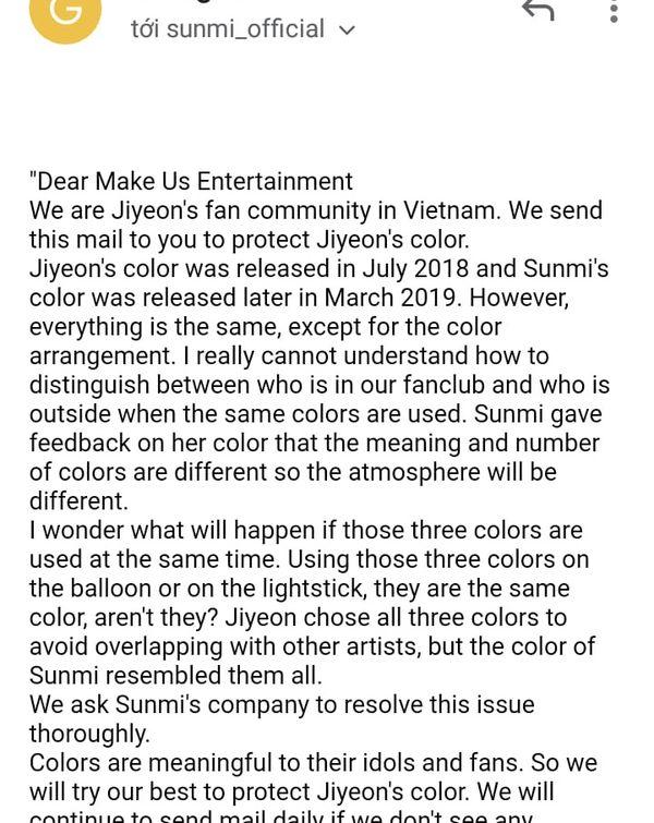 Lùm xùm trùng màu fandom giữa Jiyeon (T-ara) và Sunmi: V-Queens đồng loạt gửi thư đòi công bằng cho thần tượng-3