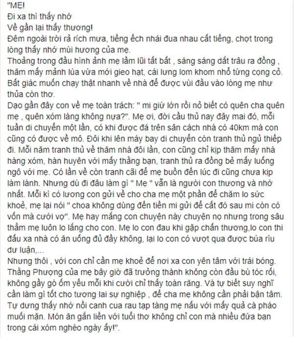 Bức thư tay gửi mẹ của Công Phượng lấy hàng triệu nước mắt-1