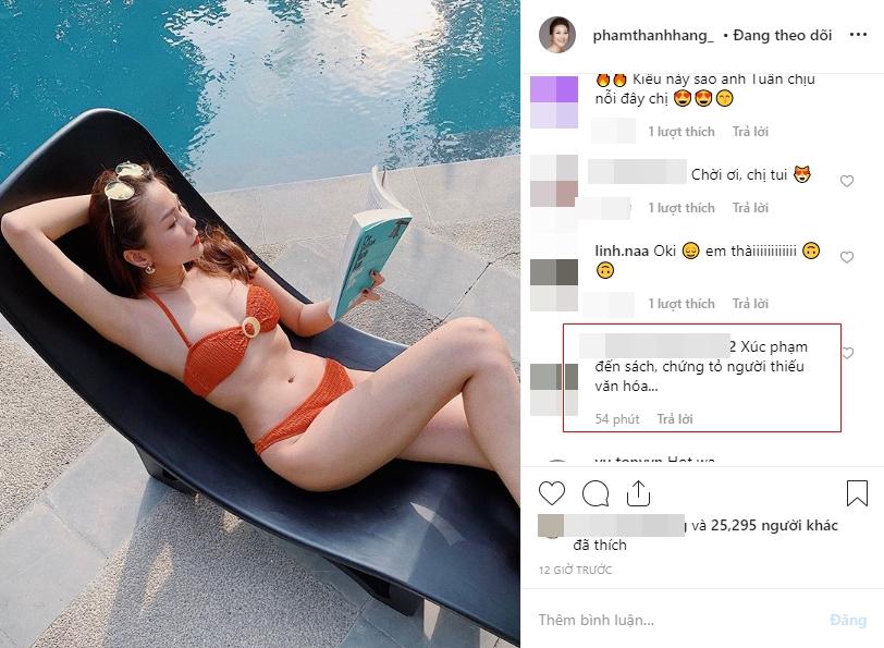 Mặc bikini đọc sách bên bể bơi, Thanh Hằng bị anti-fan lên án: Xúc phạm sách và thiếu văn hóa-2