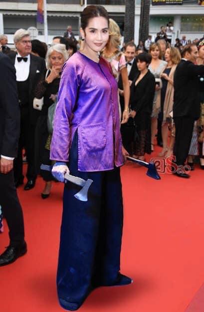 ĐỐ KHÔNG CƯỜI: Thấy Ngọc Trinh ăn mặc thiếu vải, cộng đồng photoshop ra tay thiết kế lại trang phục dự Cannes cho nữ hoàng nội y-7