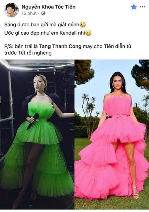 Tóc Tiên đăng ảnh Kendall Jenner mặc trang phục gần giống mình nhưng đã chú thích rõ để không bị nghi mặc đồ nhái-3