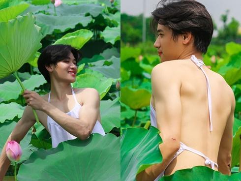 Chàng trai gây sốt với bộ ảnh mặc áo yếm tạo dáng 'yểu điệu thục nữ' bên hồ sen nhưng phản ứng của gia đình sau đó mới sốc