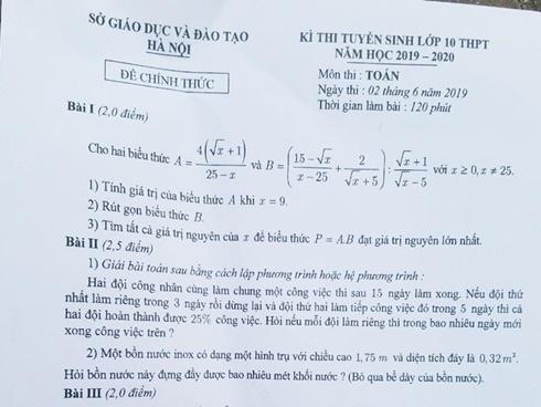 'Đề thi Toán vào lớp 10 khiến học sinh hùng hục tính toán'