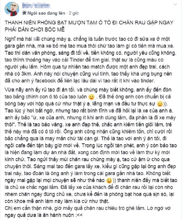 Góc trớ trêu: Thanh niên phông bạt mượn tạm ô tô đi chăn rau không ngờ lấy đúng xe của cô gái mình đang cưa cẩm-1