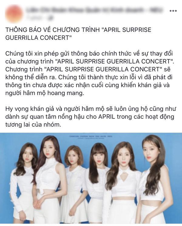 Trước đêm diễn một ngày, ngỡ ngàng sự kiện APRIL tại Hà Nội bất ngờ thông báo hủy-1