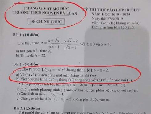 Đề Toán tuyển sinh lớp 10 giống đề thi thử, Giám đốc Sở nói 'không ảnh hưởng'