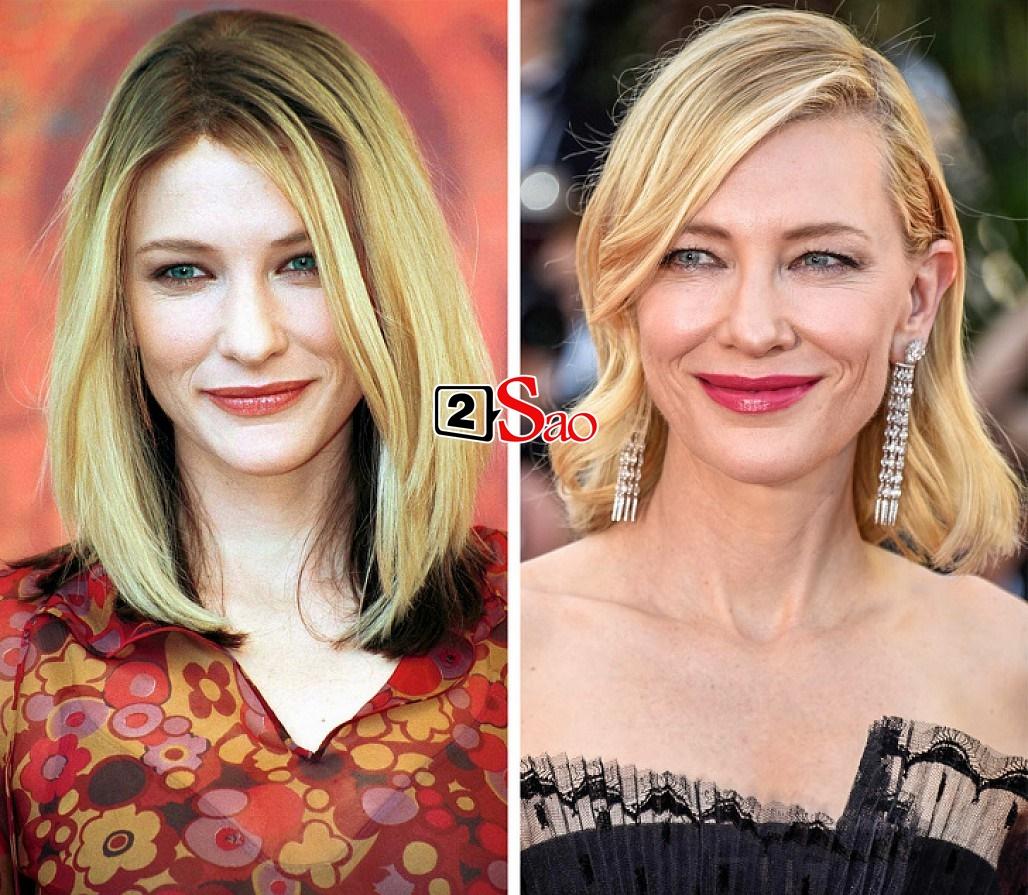 Cate Blanchett ở thời điểm năm 2000 và 2018. Thời còn trẻ, minh tinh sở hữu nhan sắc ngọt ngào. Qua gần 2 thập kỷ, Cate càng trở nên mặn mà.