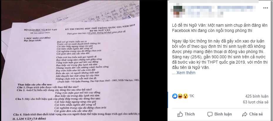 Sốc: Một nam sinh Phú Thọ làm lộ đề thi Ngữ Văn từ sớm-3
