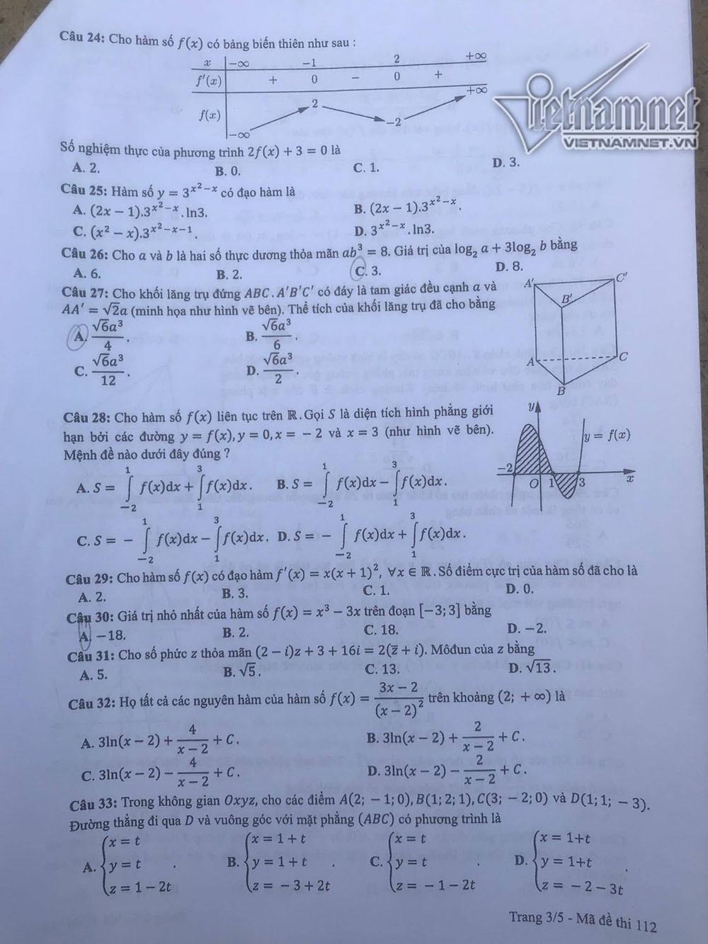 Đề thi THPT quốc gia môn Toán 2019 chính thức của Bộ GD-ĐT-3