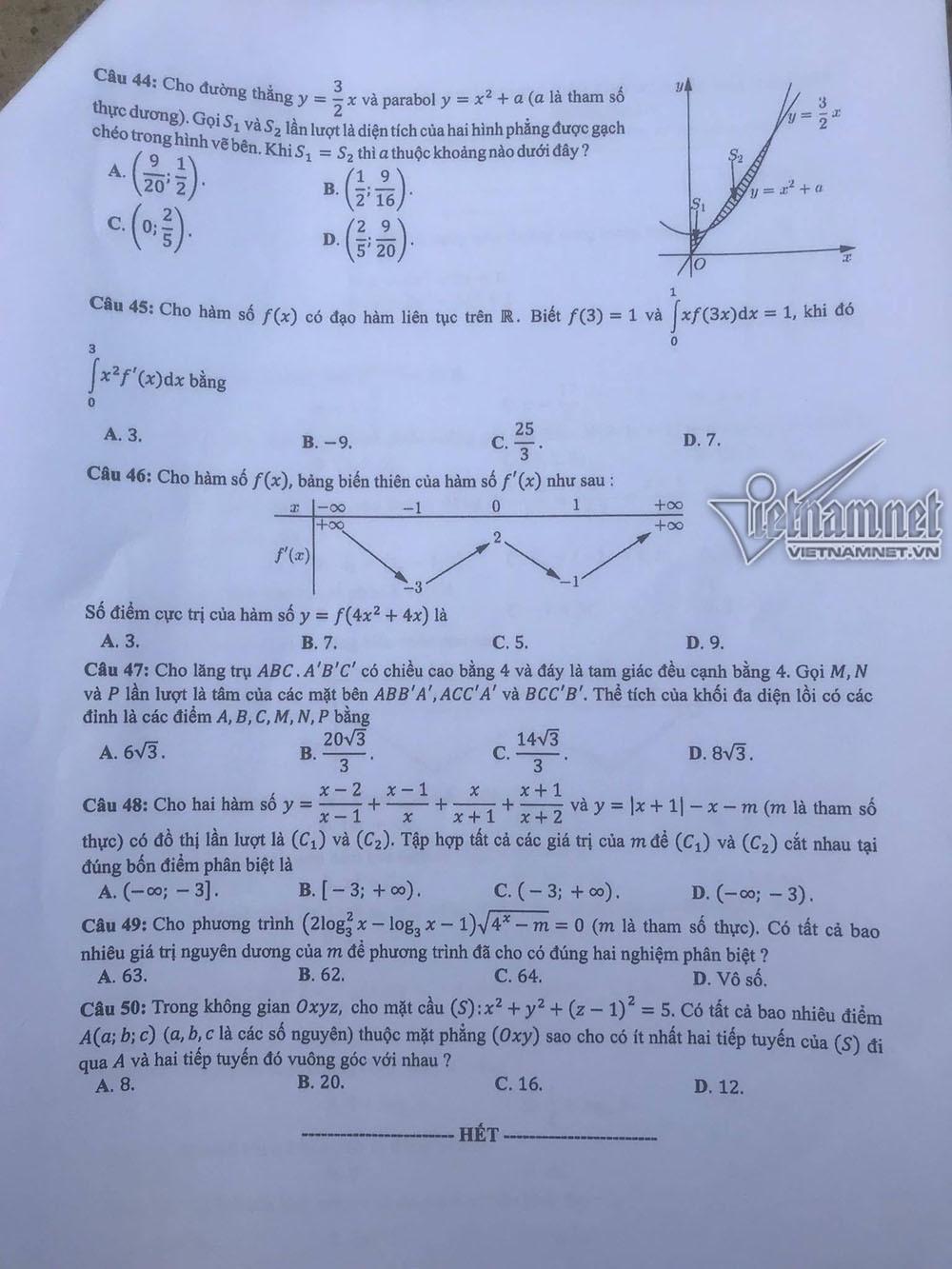 Đề thi THPT quốc gia môn Toán 2019 chính thức của Bộ GD-ĐT-5