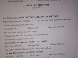 Xôn xao cặp vợ chồng xứ Nghệ đặt tên con là 'Trường Sa Hoàng Sa Việt Nam'