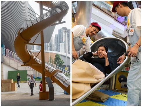 Máng trượt cho người lười đi bộ ở Trung Quốc