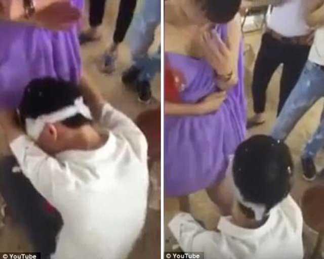 Clip: Chơi trò bịt mắt bắt dê, thanh niên khôn lỏi luồn tay vào váy, sờ soạng khắp người phù dâu-1