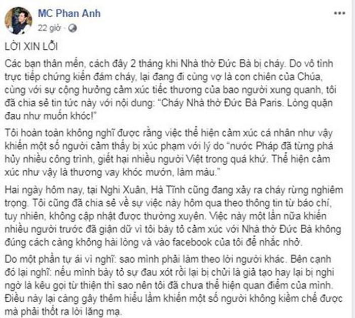 Vụ cháy rừng ở Hà Tĩnh: Vì sao MC Phan Anh phải xin lỗi?-1