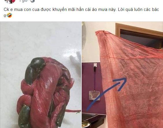 Mua cua buộc dây, khổ chủ nhận về nguyên chiếc áo mưa khiến dân mạng cười không ngậm được mồm-1